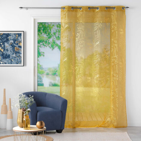Voilage à œillets Flavie - 140 X 240 Cm - Voile Sablé Imprimé - Finition 8 œillets - Label Oeko-Tex - 11