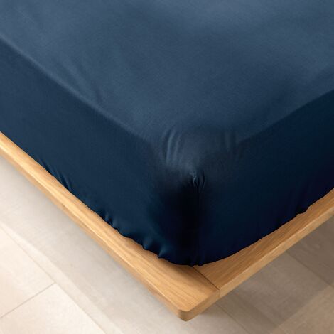 Lot de 2 draps housse King size 180 x 200 cm en coton bio Biolina Bleu