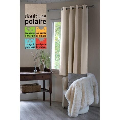 Rideau occultant isolant phonique + polaire 140 x 180 cm Inuit Naturel pampa