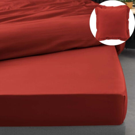 Drap housse qualité hotêl 160 x 200 cm + 2 taies en percale 78 fils Tomette