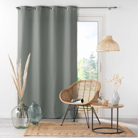 Rideau uni a oeillets 140 x 260 cm microfibre Absolu Gris (1/5)
