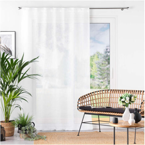 Douceur D'Intérieur – Voilage effet lin tissé 140 x 240 cm – 100% polyester – Lavable à 30° – Pour fenêtres modernes et classiques (1/6)