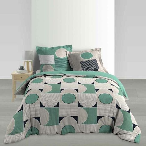 Housse de couette - 240 x 260 cm + taies - Percale - Gris - 78 fils - Uni