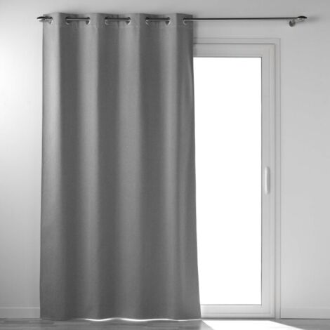 Rideau Lourd a oeillets 135 x 260 cm 100% occultant/chambray Occultiss Gris (1/5)