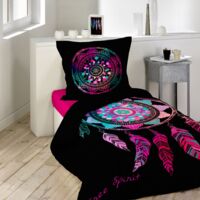 Ac-Deco – Parure de lit enfant 140 x 200 cm + 1 taie 63 x 63 cm – Coton 100% 42 fils/cm² – Motif attrape-rêves multicolore