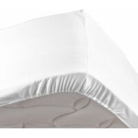 Drap housse blanc 180 x 200 cm en percale bonnet de 30 cm