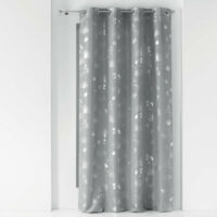 Rideau à 8 oeillets "Bloomy" à imprimé végétal - Gris/argenté - 140 x 260 cm - Livraison gratuite