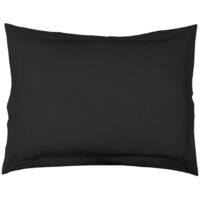 Taie d'oreiller volant plat 50 x 70 cm uni 57 fils lina + point bourdon Charbon