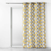 Lot de 2 rideaux tamisant a oeillets 140 x 260 cm polyester Palpito Jaune/Blanc