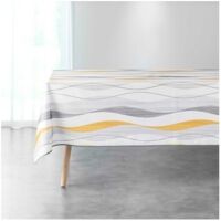 Nappe rectangle "Ondulys" à motifs ondulations - Blanc/jaune - 150 x 240 cm - Livraison gratuite