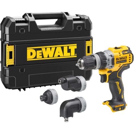 DeWALT Akku-Bohrschrauber DCD703NT, 12 Volt ohne Akku und Ladegerät + 4 Köpfe