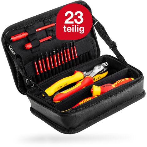 Wiha Werkzeug Set Wallbox Installationen 23-tlg. mit Funktionstasche I Außendreikant, -vierkant, Doppelbart, Phillips, Schlitz, PlusMinus/Pozidriv, TORX, Sechskant(45289)