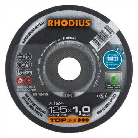 10x Rhodius XT77 Metall Trennscheibe | 125 mm - Dicke 1 mm - Bohrung 22.23 mm | Form: gerade | 208700