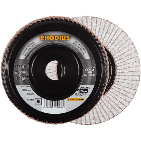 RHODIUS LGA ALU, 10 Stück, 125 mm, Korn 60, Fächerschleifscheibe