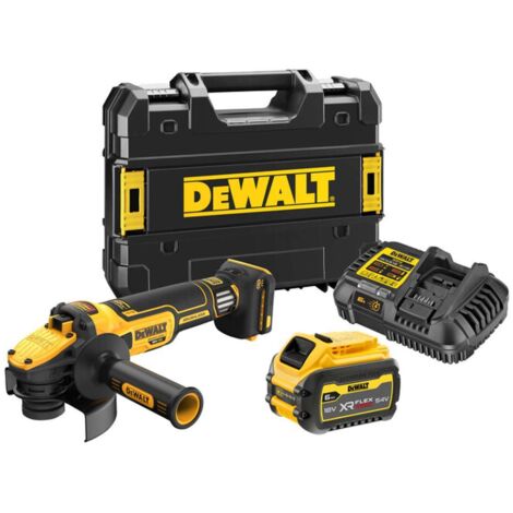 Dewalt – Akku-Winkelschleifer 18V – DCG409VST1QW – bürstenloser Motor – stufenlose Geschwindigkeit 3000-9000 U/min – elektronische Bremse – 6Ah Akku (1/5)