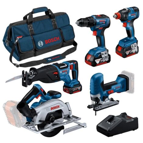 Pack 5 Werkzeuge 18V 0615A5003D BOSCH (GSR 18V-55 + GST 18V-125 S + GKS 18V-57-2 + GSA 18V-28 + GDX 18V-200) - BOSCH - 0615A5003D