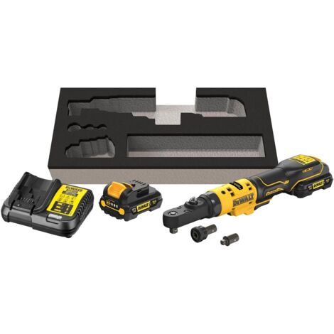 DeWalt Akku-Ratsche, 1/4-3/8Z, 12 V, incl. 1x Akku XR 3 Ah, Ladegerät, Zubehör, Karton