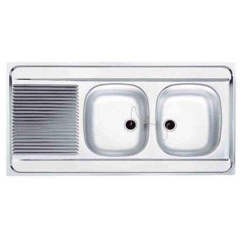 Edelstahl-Spüle 2 Becken 1 Abtropfbecken 1200x600 MAN721 120