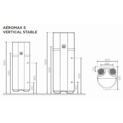 Thermodynamischer Warmwasserbereitertank Aeromax 5 Vertikal Wandmontage THERMOR 100 L - 296110