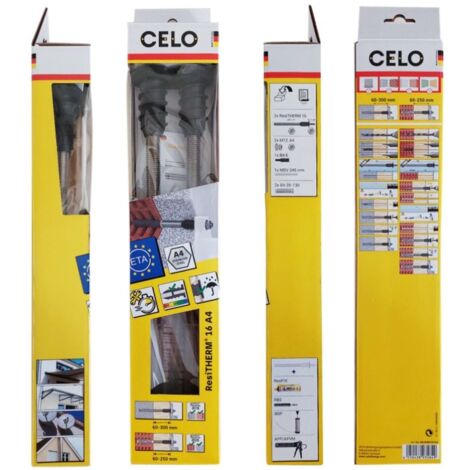 Celo Resitherm Gewindestangen M16 Stahl verzinkt Länge 385mm mit Anschlussgewinde M12x70mm Edelstahl A4 - 2er Set