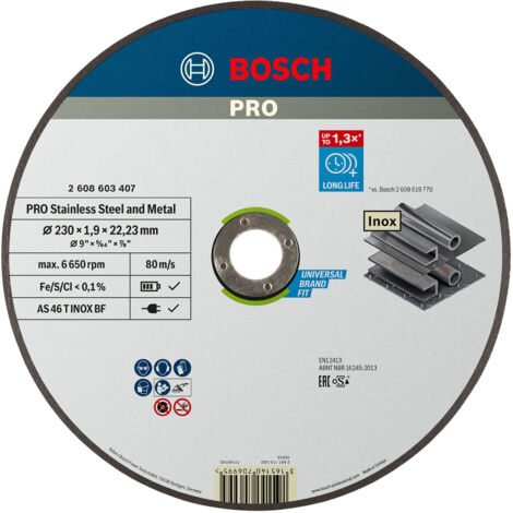 BOSCH EXPERT Schneidscheibe mit flacher Nabe Spezieller Edelstahl 230X1,9 MM - 2608603407 (1/10)
