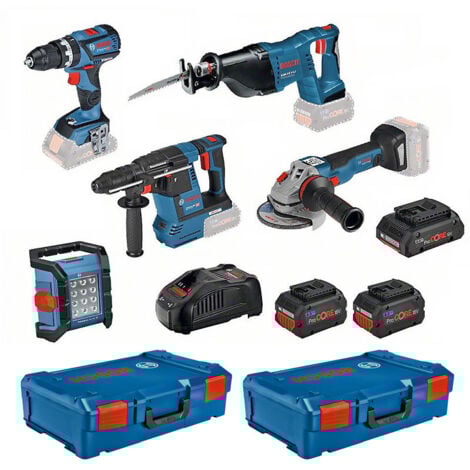 Kit mit 5 18-V-Werkzeugen + 3 Akkus + Ladegerät + 2 XL-Boxxen BOSCH - 0615990M2X