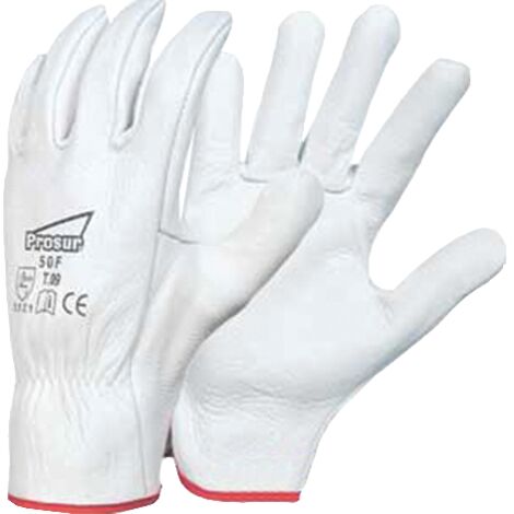 Weißer Lederhandschuh SINGER Vollrindleder 50F - leichte Trockenhandhabung - Größe 8 - 50F08