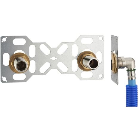 FIXSYSTEM double : Komplettes Set zur Befestigung eines Wandhahns, Achsabstand 150 mm Press-Winkelstücke mit TH-Profil auf PER-Rohr NOYON & THIEBAULT - Ø 16 mm, Ausgang männlich 3/4' (20x27) - 3311-16