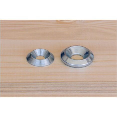 Schachtel mit 50 massiven HECO-Küvetten 25 mm breit für 8 mm Schrauben - weiß verzinkt - 42260 (1/3)