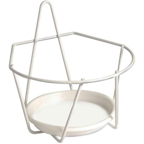 Haken-Blumentopfhalter, Metall, Farbe weiß, praktische Einhängehaken D22 cm