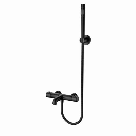 Aloni Wannenarmatur mit Thermostat und Handbrause schwarz matt (1/2)