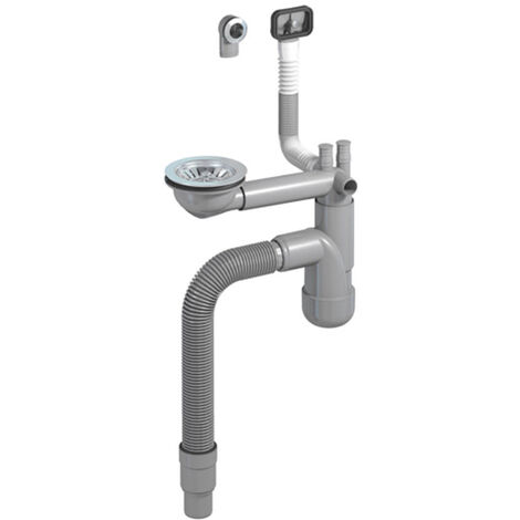 PREVEX Flexloc Siphon, platzsparend, universal, für die Küchenspüle aus recyceltem Kunststoff und Edelstahl hergestellt
