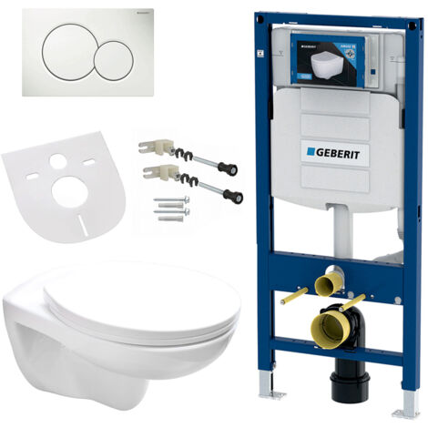 Geberit Komplettset Wand Hänge WC Spülrandlos, Deckel, Vorwandelement
