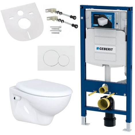 Wand-Tiefspül-WC mit WC-Sitz Komplettset – mit passendem Geberit UP320 Vorwandelement (1/5)