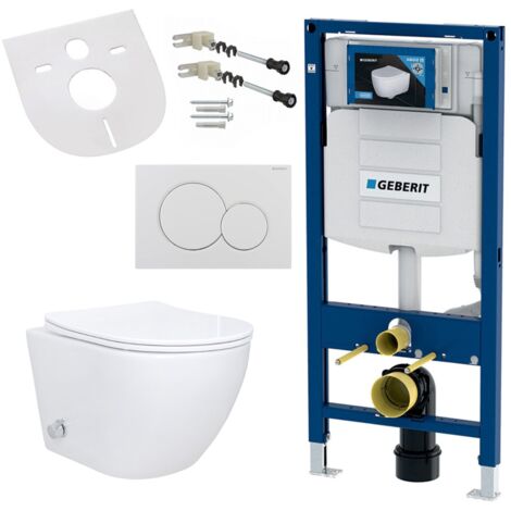 Spülrandloses Wand Hänge WC Set Taharet Toilette Randlos kompatibel mit Geberit Vorwandelement