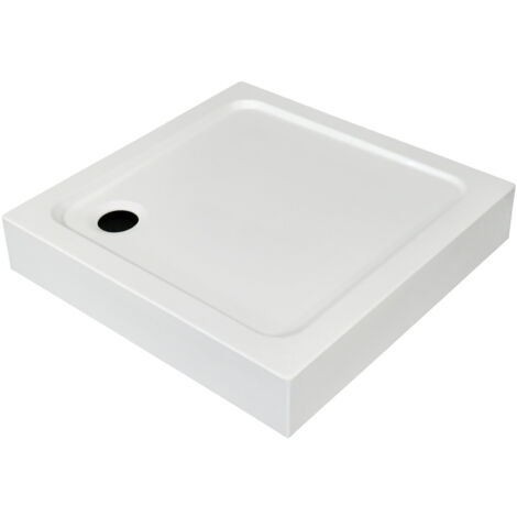 Duschtasse Duschwanne 90 x 90 cm – Flach – Sanitäracryl – Höhe 15 cm – Inklusive Ablaufventil – Für beengte Räume – Aloni (1/2)