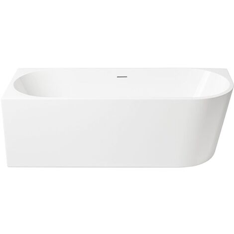 Aloni Halb-Freistehende Badewanne Eckwanne 180x80 Links Rundeck Acryl Weiß