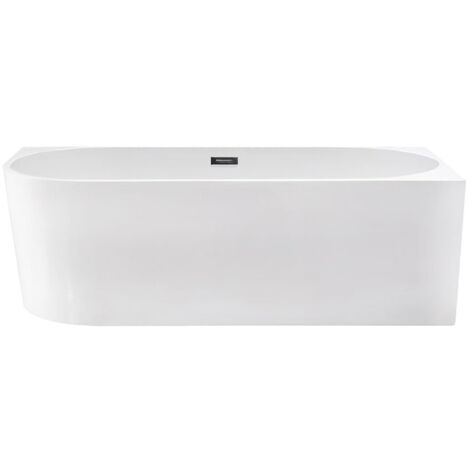 Aloni Halb-Freistehende Badewanne Eckwanne 180x80 Rechts Rundeck Acryl Weiß