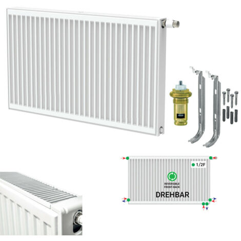 Belrad Universalheizkörper Kompakt Ventilheizkörper 6 Anschlüsse T33 900x500-1667W
