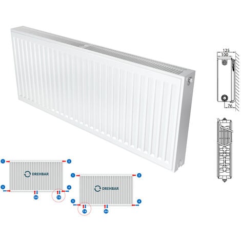 Belrad Typ 22 Universalheizkörper Ventilheizkörper Mittelanschluss mit 8 Anschlüssen 500 x 800 (HxB)-1195W