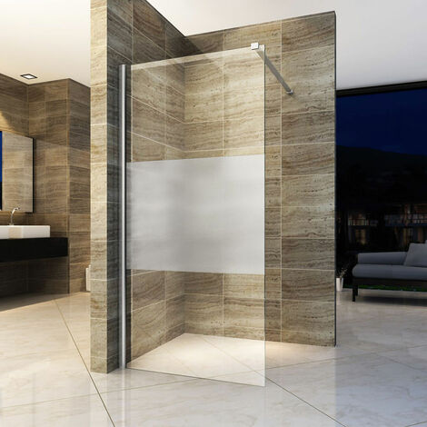 Walk In Dusche Begehbare Duschwand Glas Duschabtrennung Duschtrennwand Glastrennwand Glaswand mit NANO-Beschichtung halbmatt Mittelteil 80cm