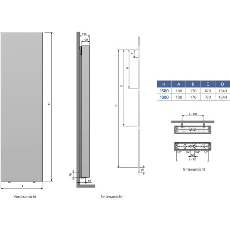 Vertikal Heizkorper Typ 22 1800 X 600