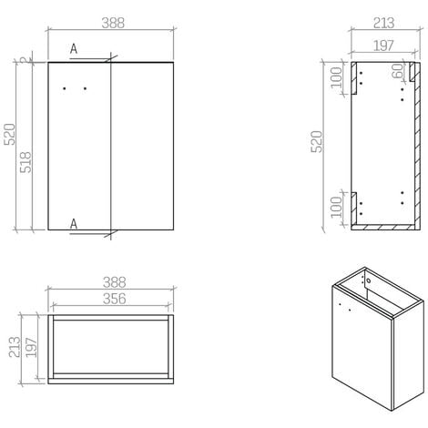 Weiß Waschplatz Waschbecken Schrank + Spiegel WC Gäste Toilette Badmöbel klein