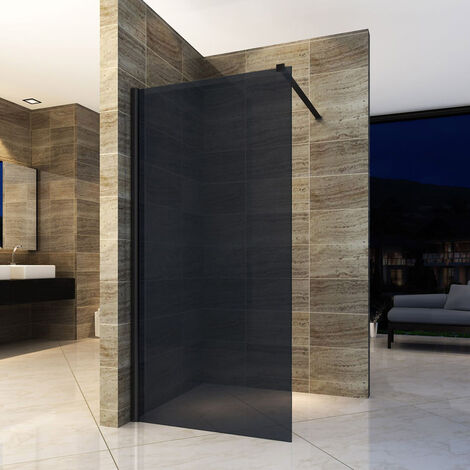 Aloni Eco Walk- In Duschwand aus Rauchglas schwarz 100x200 8mm