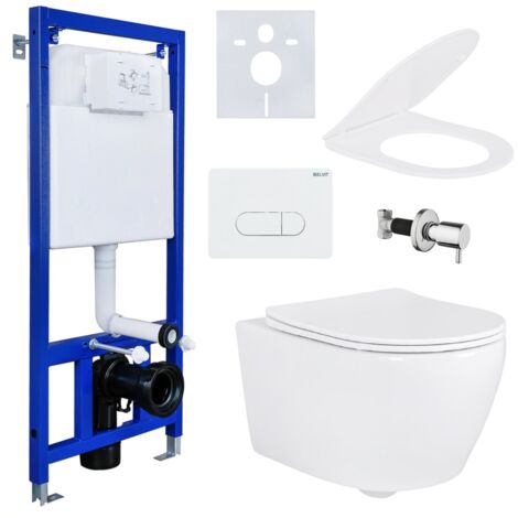 Hänge Wand Dusch WC Taharet/Bidet Funktion + KOMPLETTE SET Toilette Spülrandlos