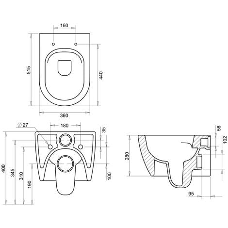 Aloni Design Hänge-WC mit Taharet/Bidet/Hygienedüse Schwarz matt