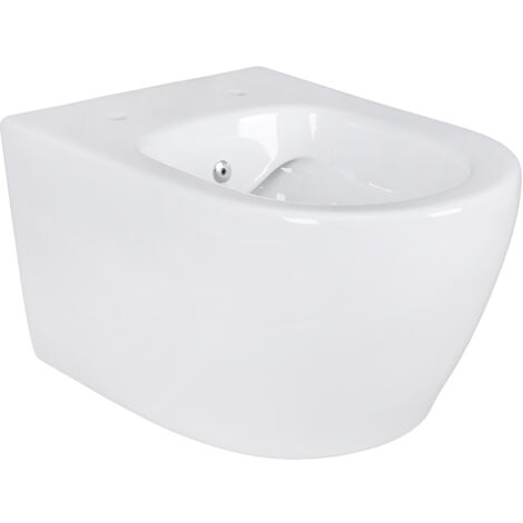 Belvit Spülrandloses Wand Hänge WC mit Taharet/Bidet/Dusch-WC Funktion Weiß