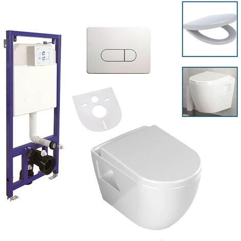 Aloni Wand / Hänge WC Toilette Softclose-Deckel Vorwandelement Betätigungsplatte