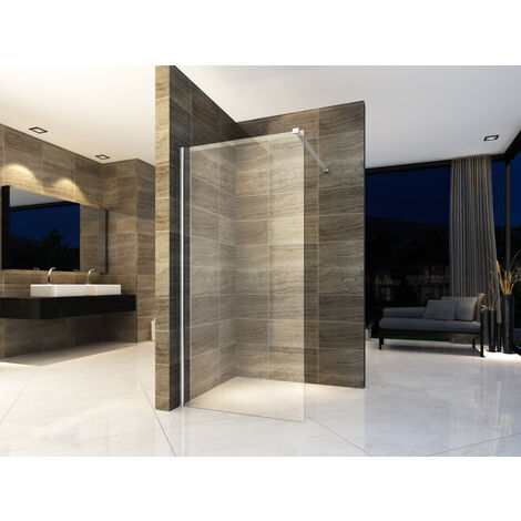 Walk In Dusche Begehbare Duschwand Glas Duschabtrennung Duschtrennwand Glastrennwand Glaswand mit NANO-Beschichtung (BxH) 500 x 2000 mm