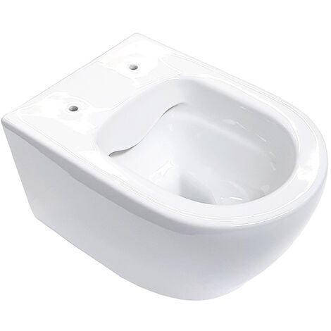 Aloni Spülrandloses Wand Hänge WC Spülrandlos Weiß Toilette